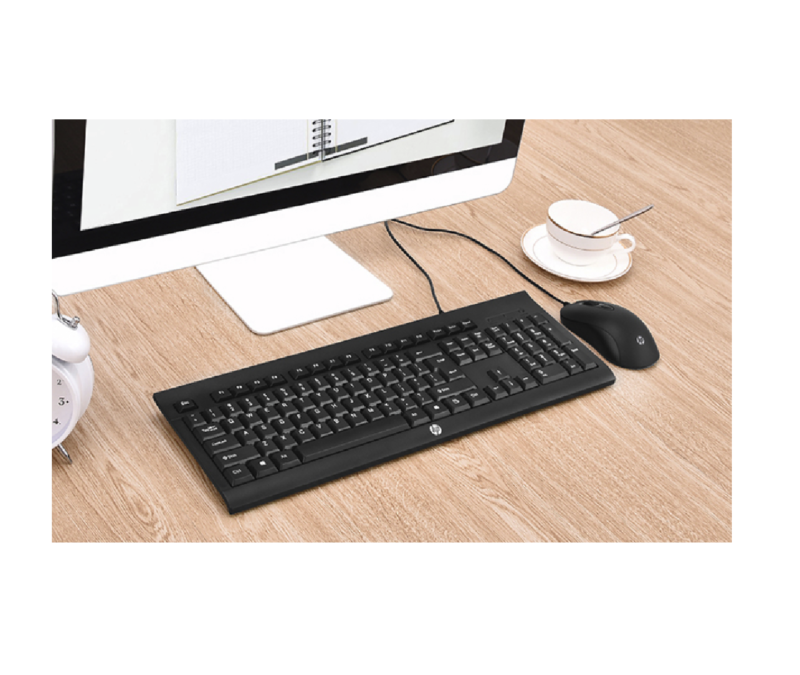 HP KM100 USB Wired 104 Keys Membrane Water-Proof Keyboard And 1600DPI Mouse